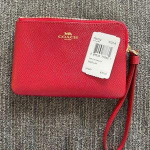 Coach Leather Red Wristlet